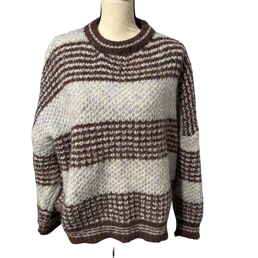 Lumiere Blue and Brown Striped Sweater Size L